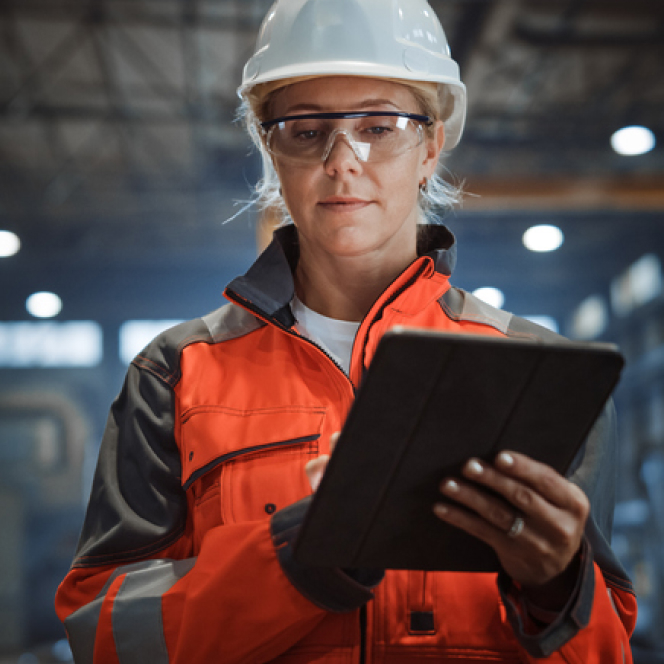 Construction-woman-tablet