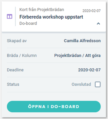 Kort från do-board i att göra-lista