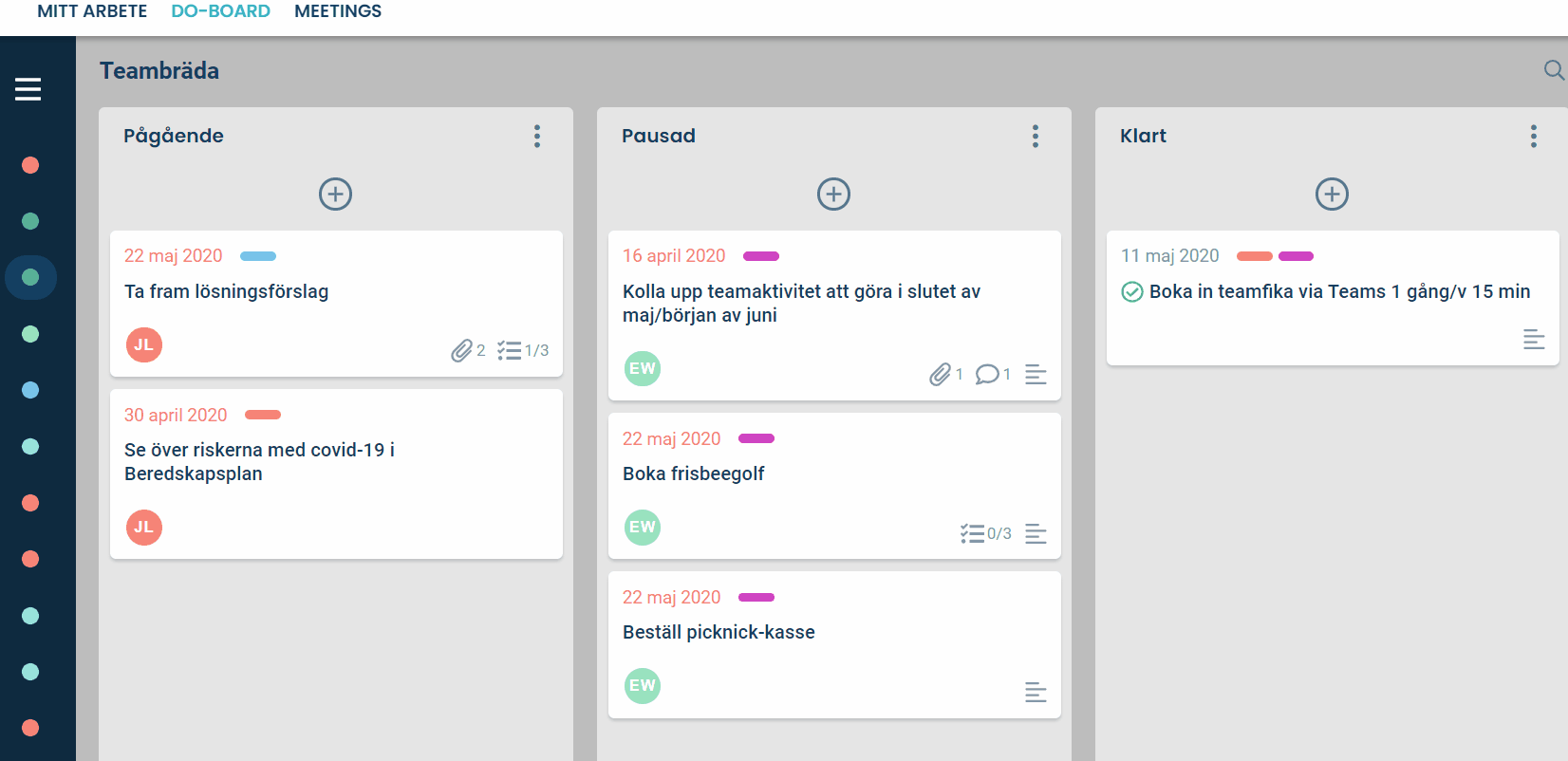 Automatisk klarmarkering av kort